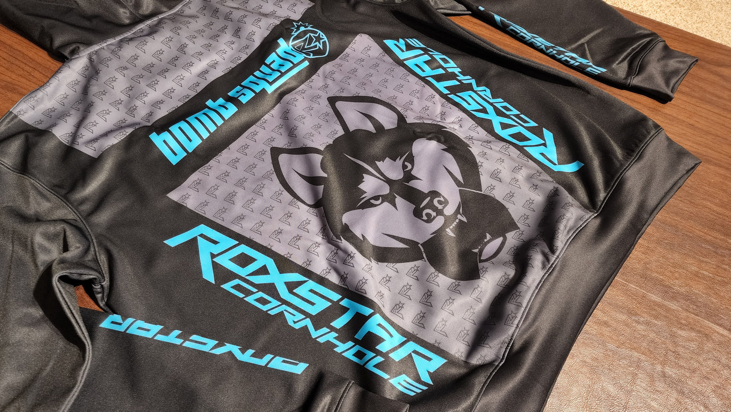 Sweat Shirt | Pull Over Hoodie | D34 | Black/Gray/Teal