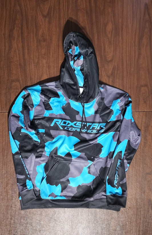 Sweat Shirt | Pull Over Hoodie | D35 | Camo Black/Teal